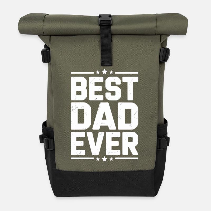 Best Dad Ever Groß Typo - Rolltop Rucksack - Olive/Schwarz