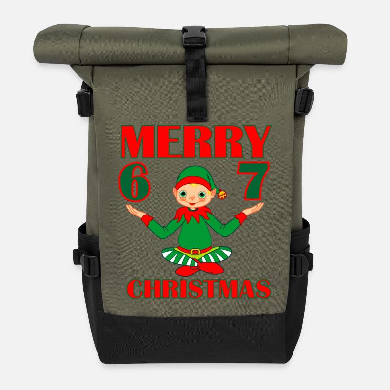 Elf 6–7 Vibes – WEIHNACHTEN (Inspiriert vom 6- - Rolltop Rucksack - Olive/Schwarz