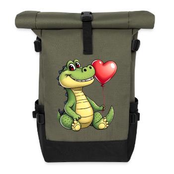 Kroko Herzballon - Rolltop Rucksack - Olive/Schwarz - Vorne
