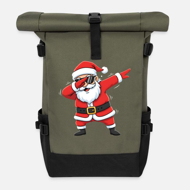 Lustiger Dabbing Weihnachtsmann Dab Santa - Rolltop Rucksack - Olive/Schwarz
