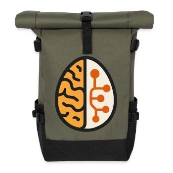 ai humor meme gene artificial intelligence - Roll Top Backpack - olive/black - Front