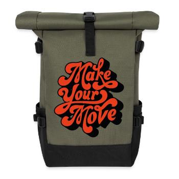 Make Your Move Retro-Skript - Rolltop Rucksack - Olive/Schwarz - Vorne