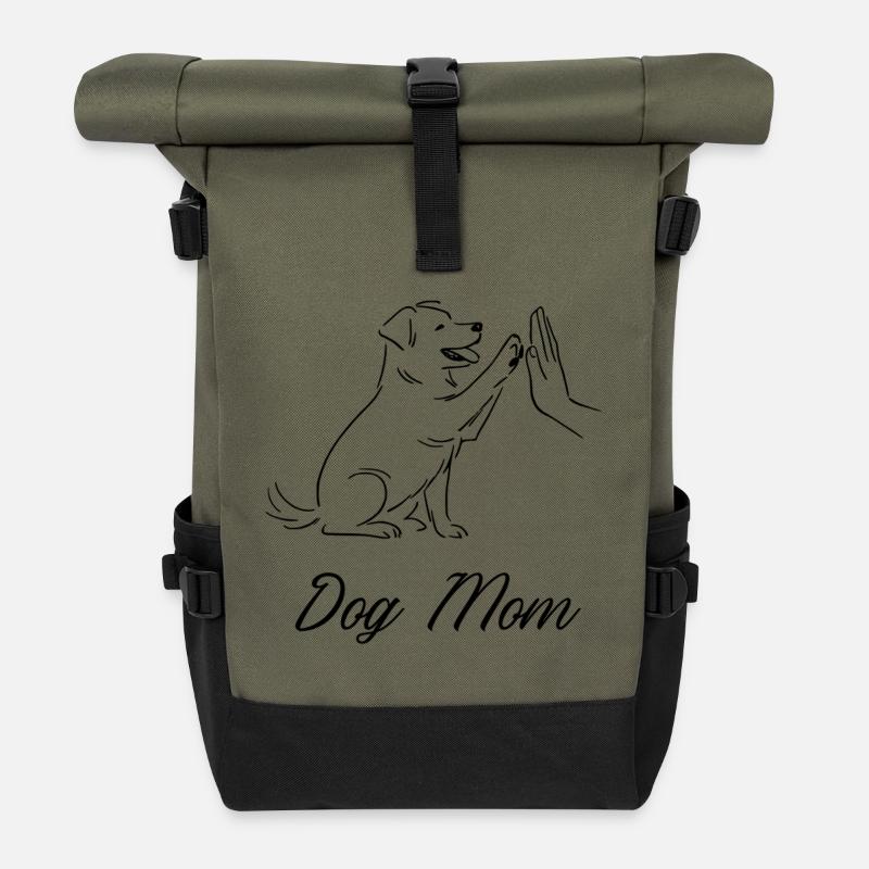 Dog Mom - Rolltop Rucksack - Olive/Schwarz
