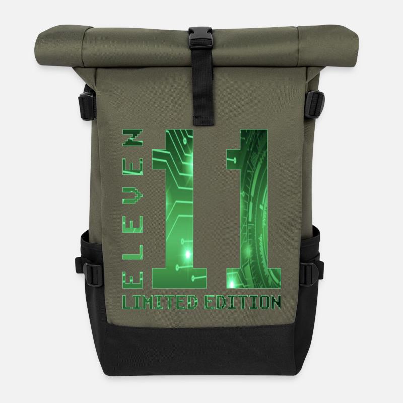 11 Geburtstag Geschenkidee Gaming - Rolltop Rucksack - Olive/Schwarz
