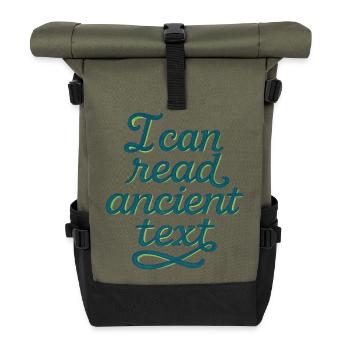 Antikes Script Tee - Rolltop Rucksack - Olive/Schwarz - Vorne