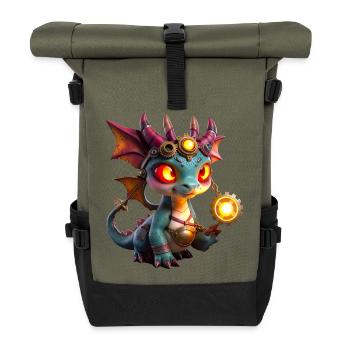 Dragon Steampunk Illuminé - Sac à dos roll top - olive/noir - Devant