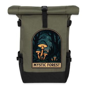 Mystischer Wald Pilzzauber - Rolltop Rucksack - Olive/Schwarz - Vorne