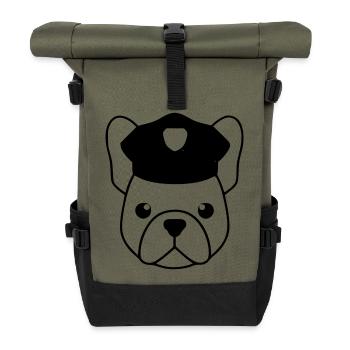 Frenchie cop cop head - Roll Top Backpack - olive/black - Front