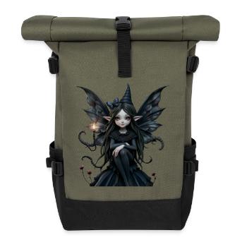 Fée Noire aux Ailes Noires - Sac à dos roll top - olive/noir - Devant