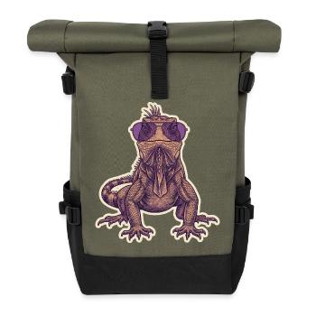 Funny Iguana Sunglasses - Roll Top Backpack - olive/black - Front