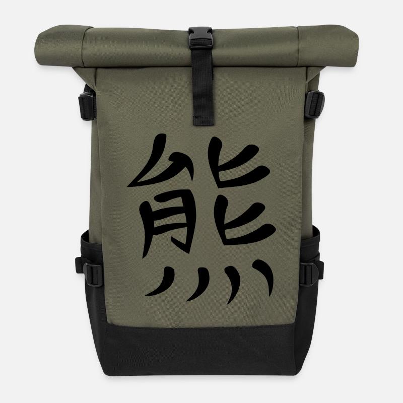 Kanji - Ours - Sac à dos roll top - olive/noir