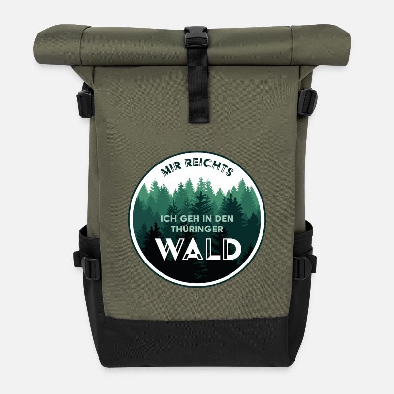Mir reichts, ich geh in den Thüringer Wald - Rolltop Rucksack - Olive/Schwarz