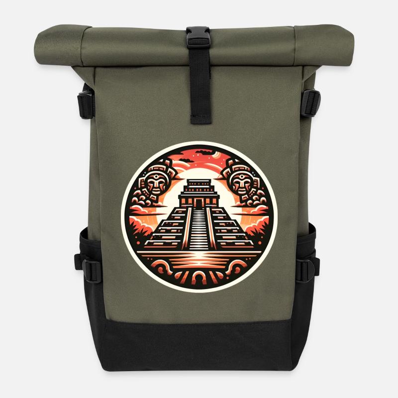Maya Temple - Rolltop Rucksack - Olive/Schwarz