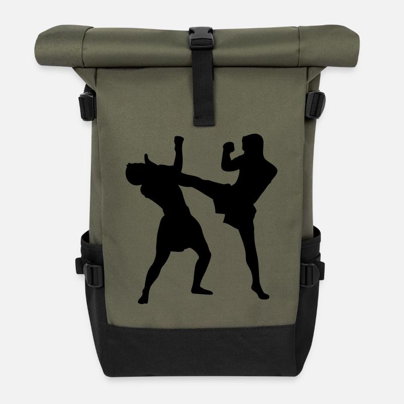 Thaiboxen - Rolltop Rucksack - Olive/Schwarz