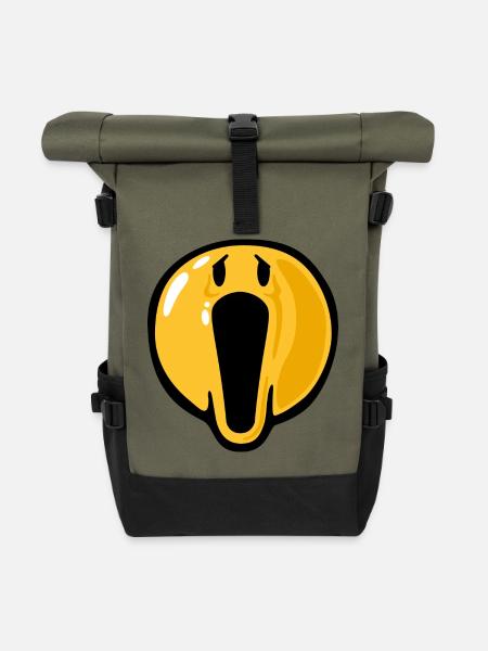 Smiley scream - Rolltop Rucksack - Olive/Schwarz