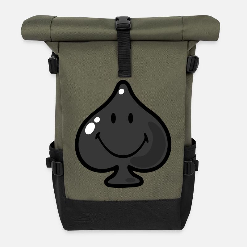 Smiley Spades Black - Sac à dos roll top - olive/noir