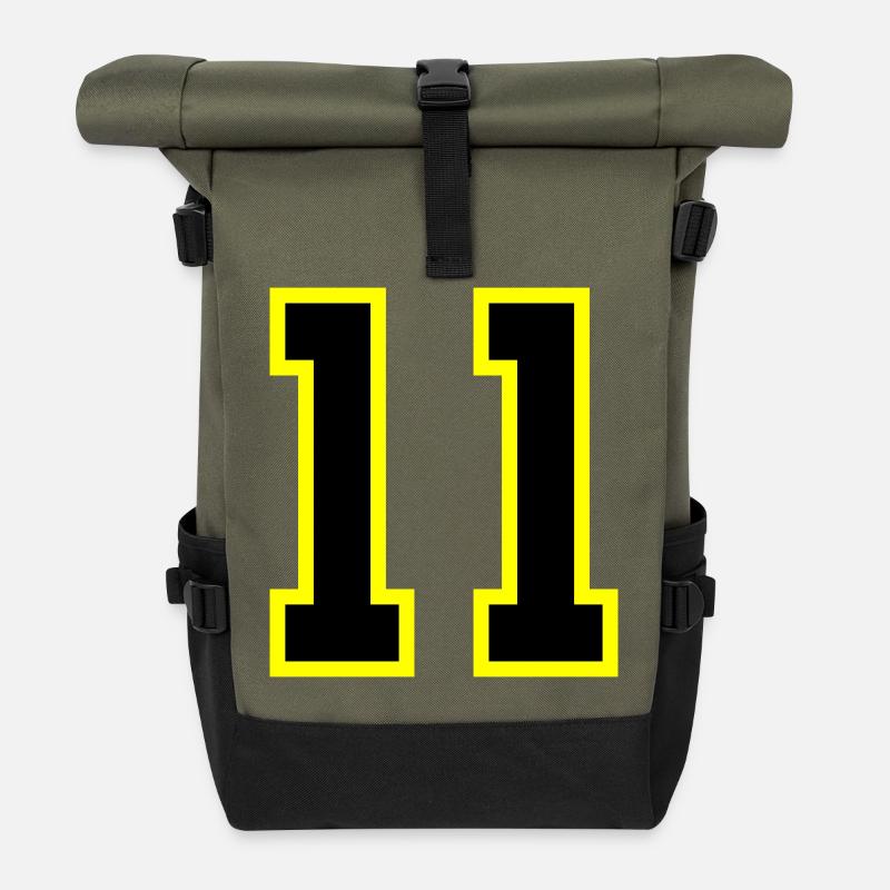 11 Zahl Trikot - Rolltop Rucksack - Olive/Schwarz