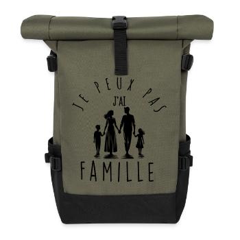 Ich kann nicht, ich habe Familie. - Rolltop Rucksack - Olive/Schwarz - Vorne