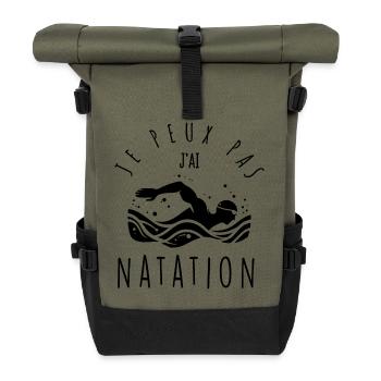 Je peux pas, j'ai natation. - Sac à dos roll top - olive/noir - Devant