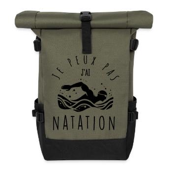 Je peux pas, j'ai natation. - Sac à dos roll top - olive/noir - Devant