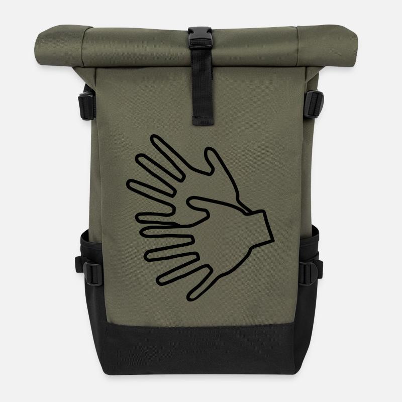 langage par gestes - Sac à dos roll top - olive/noir