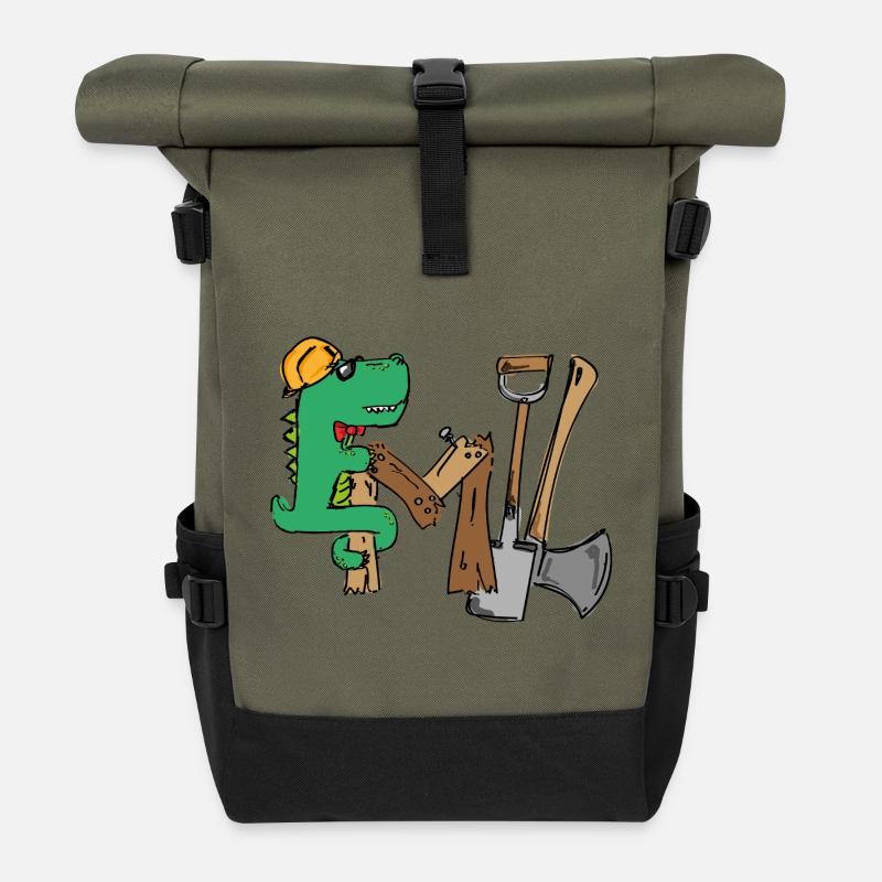 Emil Baustellenkroki mit Werkzeugen - Rolltop Rucksack - Olive/Schwarz