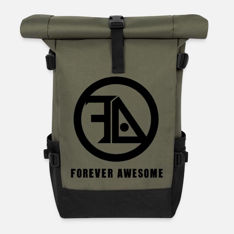 Forever Awesome Black - Rolltop Rucksack - Olive/Schwarz