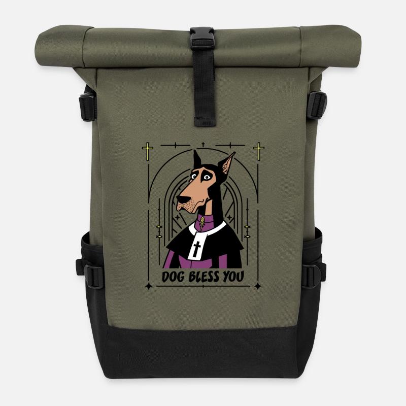 DOG BLESS YOU ! (chien) - Sac à dos roll top - olive/noir