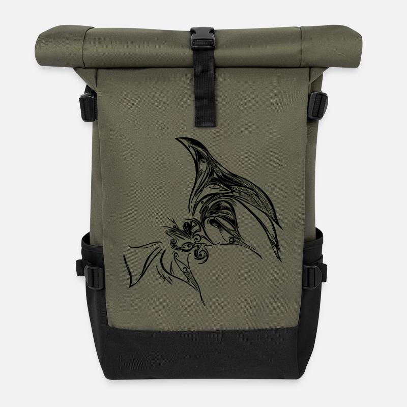 Papillon Créatif - Sac à dos roll top - olive/noir