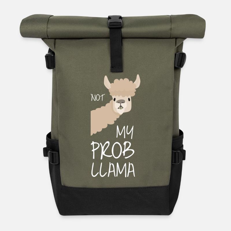 Lama! Llama! ProbLlama - Sac à dos roll top - olive/noir