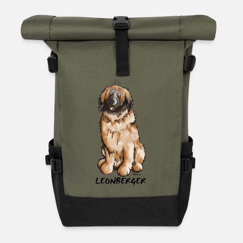 Leon der Leonberger - Rolltop Rucksack - Olive/Schwarz
