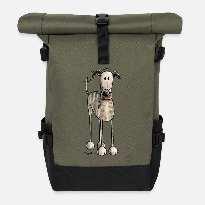 Galgo Espanol - Hund - Greyhound - Windhund - Rolltop Rucksack - Olive/Schwarz