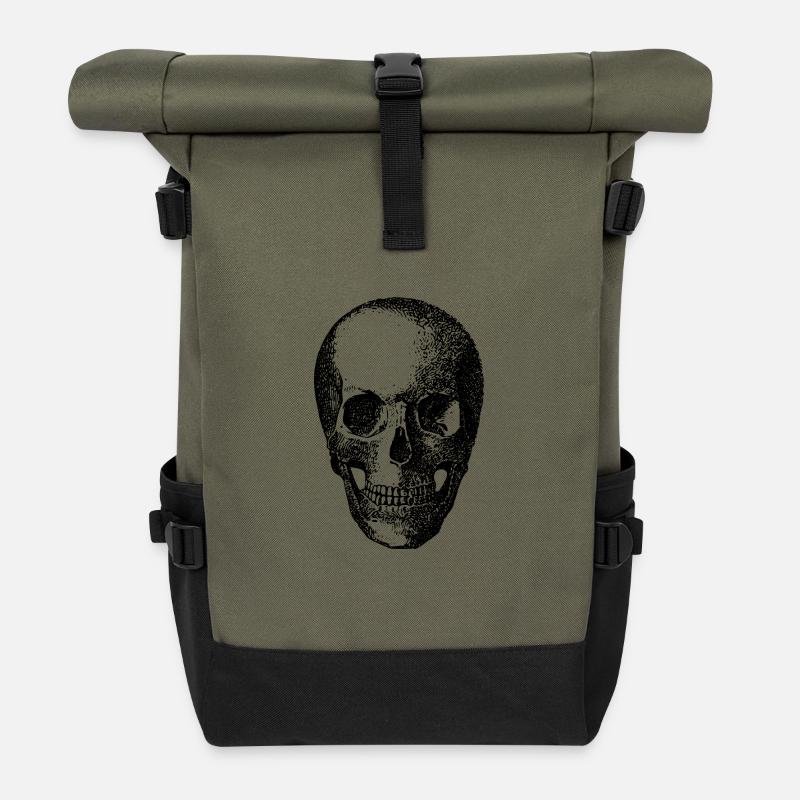 Schädel - Rolltop Rucksack - Olive/Schwarz