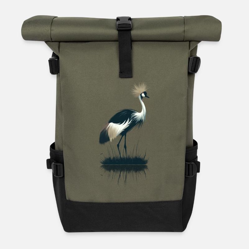 Kronenkranich - Rolltop Rucksack - Olive/Schwarz