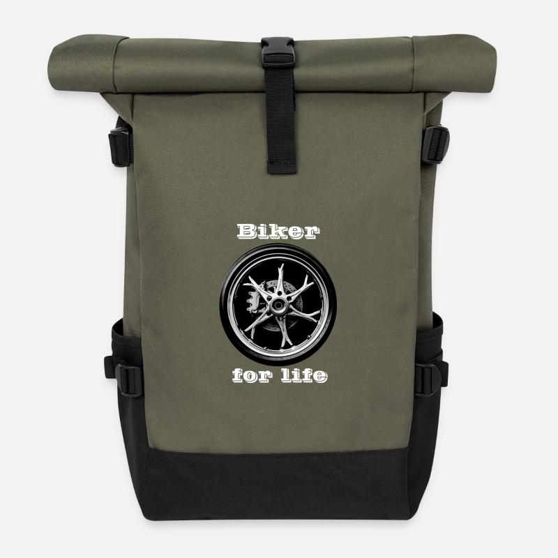 Biker for Life blanc - Sac à dos roll top - olive/noir