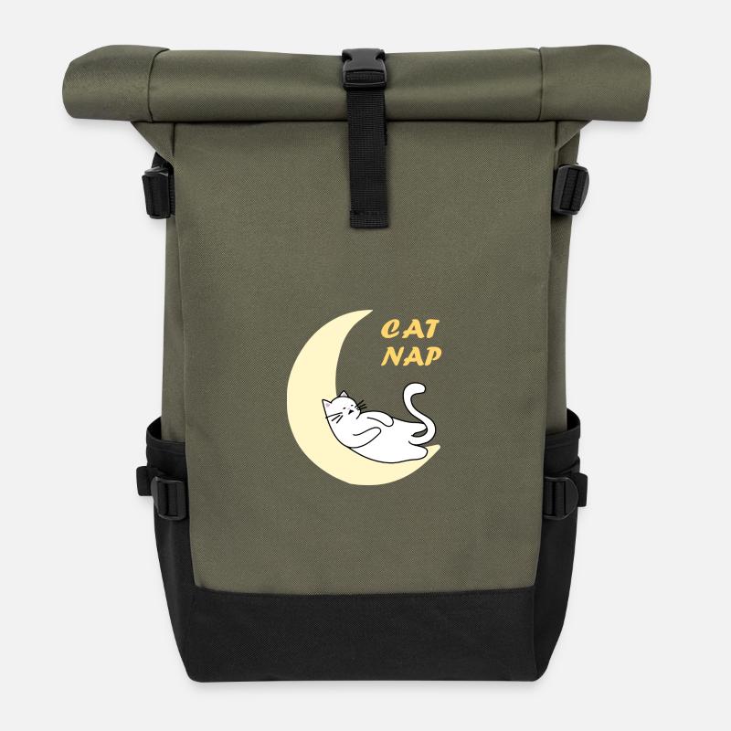 Nickerchen auf dem Mond - Rolltop Rucksack - Olive/Schwarz