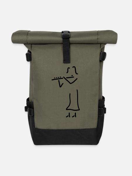 querflöte - Rolltop Rucksack - Olive/Schwarz