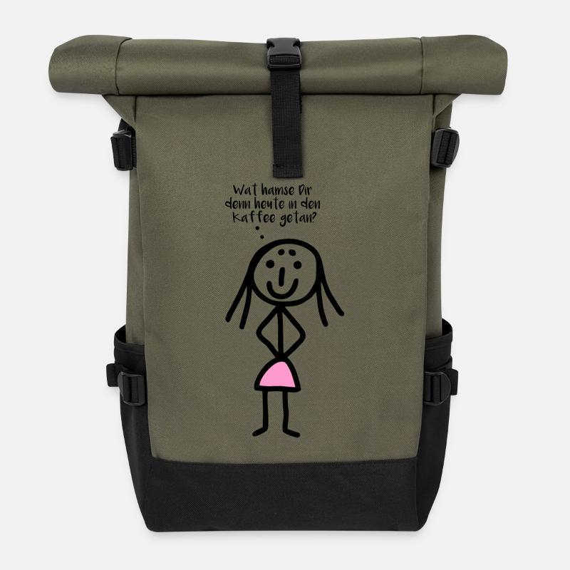 Wat hamse dir denn in denn Kaffee getan - Rolltop Rucksack - Olive/Schwarz