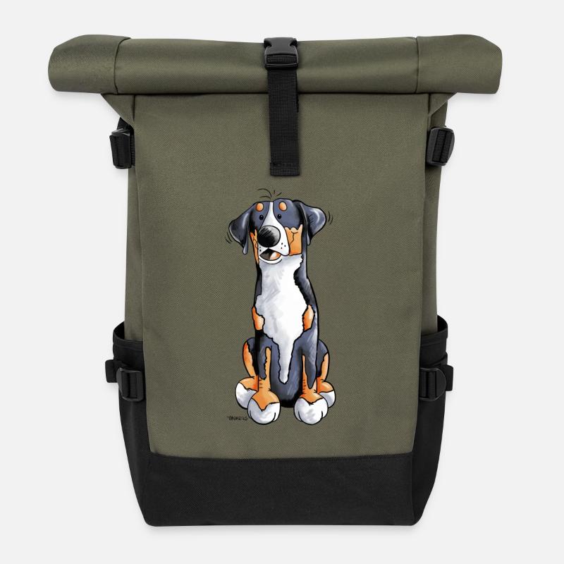 Süßer Schweizer Sennenhund - Rolltop Rucksack - Olive/Schwarz