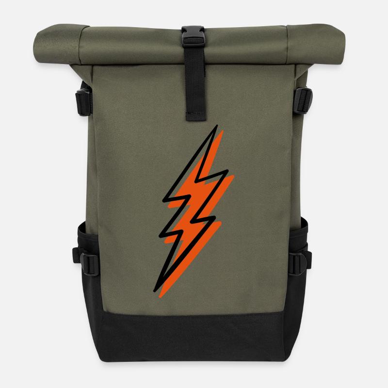Spiralfeuer-Blitz - Rolltop Rucksack - Olive/Schwarz