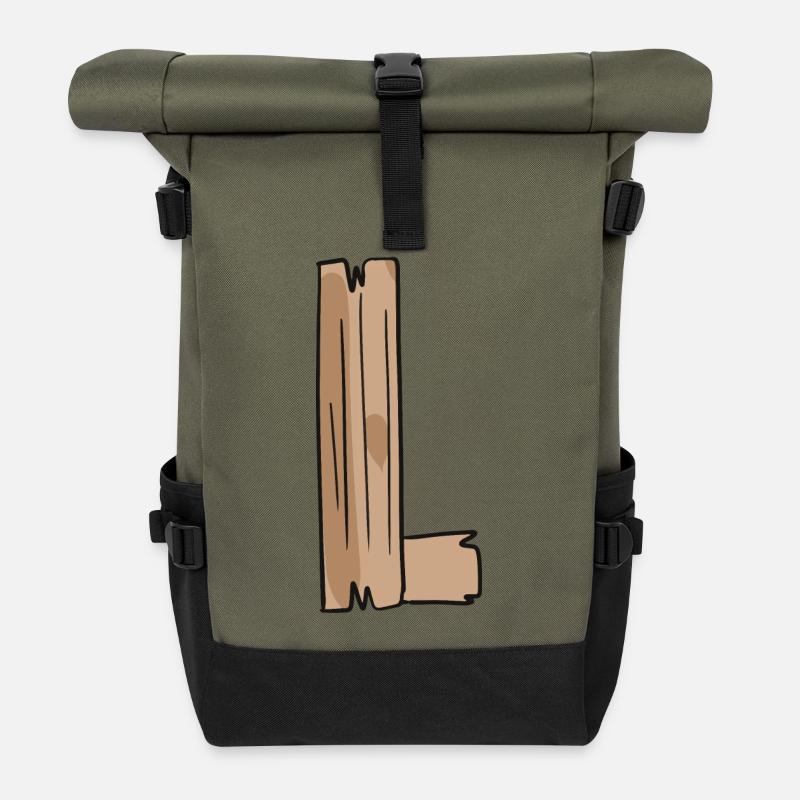 Buchstabe L Holz Holzbuchstabe Name - Rolltop Rucksack - Olive/Schwarz