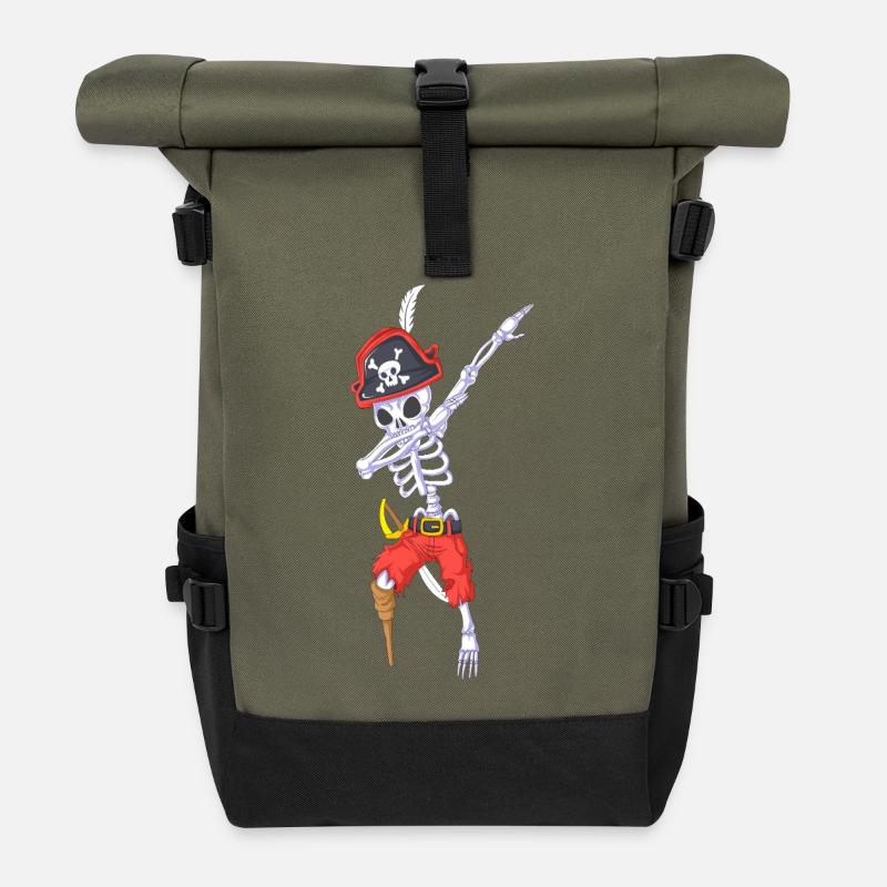 Dabbing Pirate Squelette Halloween - Sac à dos roll top - olive/noir