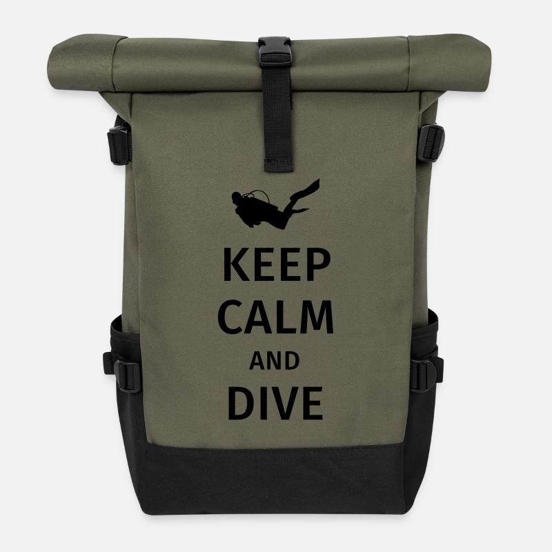 keep calm and dive - Sac à dos roll top - olive/noir