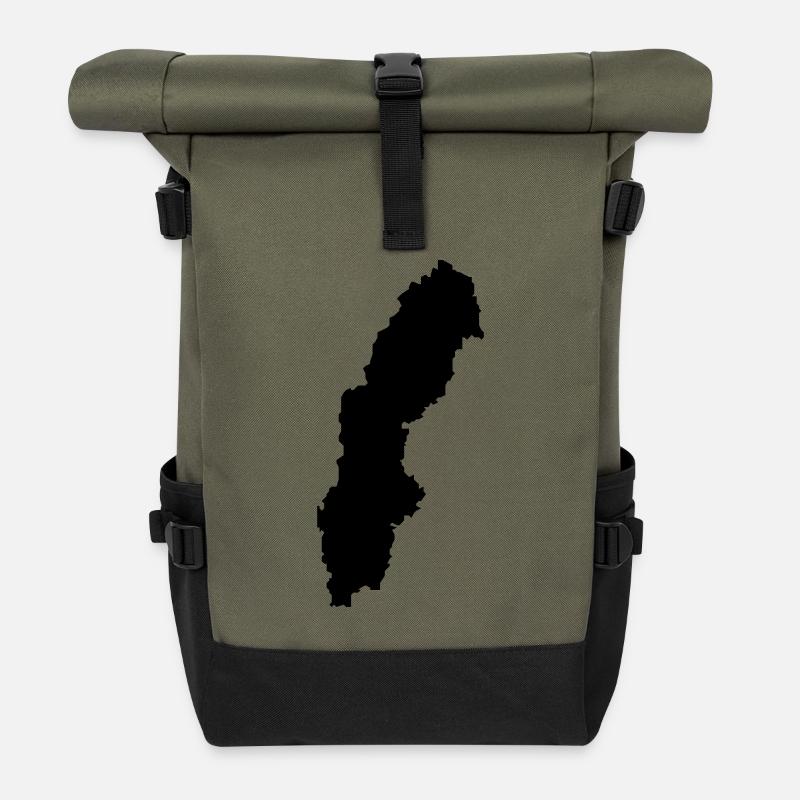 sweden map - Rolltop Rucksack - Olive/Schwarz