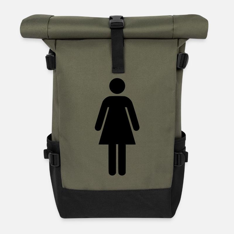 Frau - Toilette - Rolltop Rucksack - Olive/Schwarz