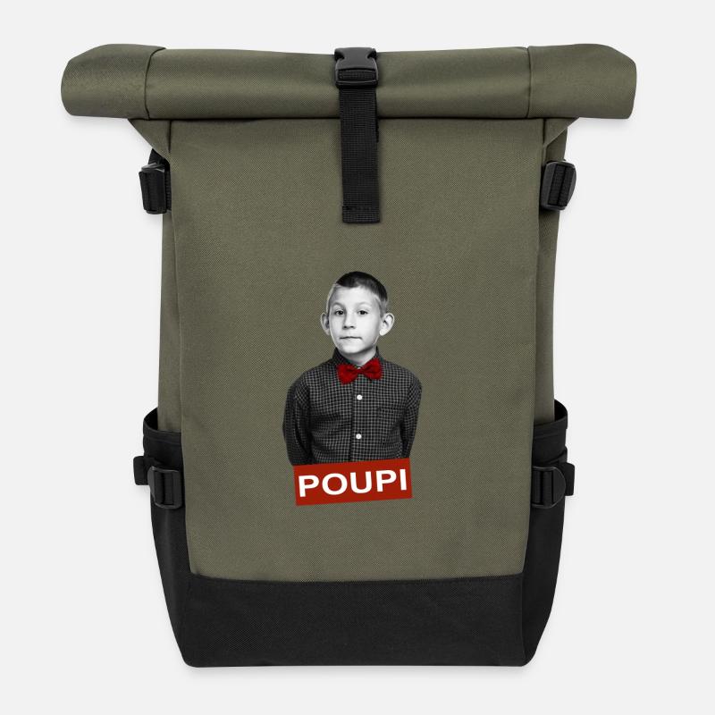 Poupi Malcom Dewey - Sac à dos roll top - olive/noir