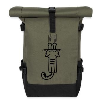scratching kitty - Katze - Cats - Stubentiger - Rolltop Rucksack - Olive/Schwarz - Vorne