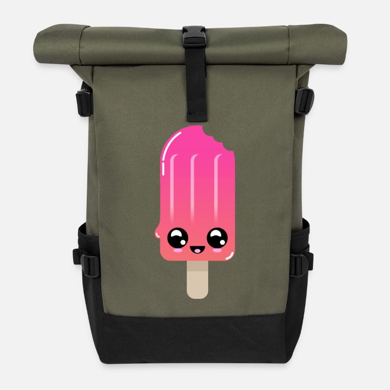 Chupito de helado con ojos brillantes - Roll Top Backpack - olive/black