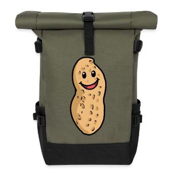 Fröhliche Erdnuss Erdnüsse Nuss Nüsse Emotion - Rolltop Rucksack - Olive/Schwarz - Vorne