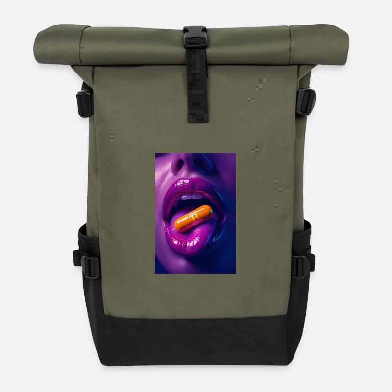 Orangepill night  - Rolltop Rucksack - Olive/Schwarz
